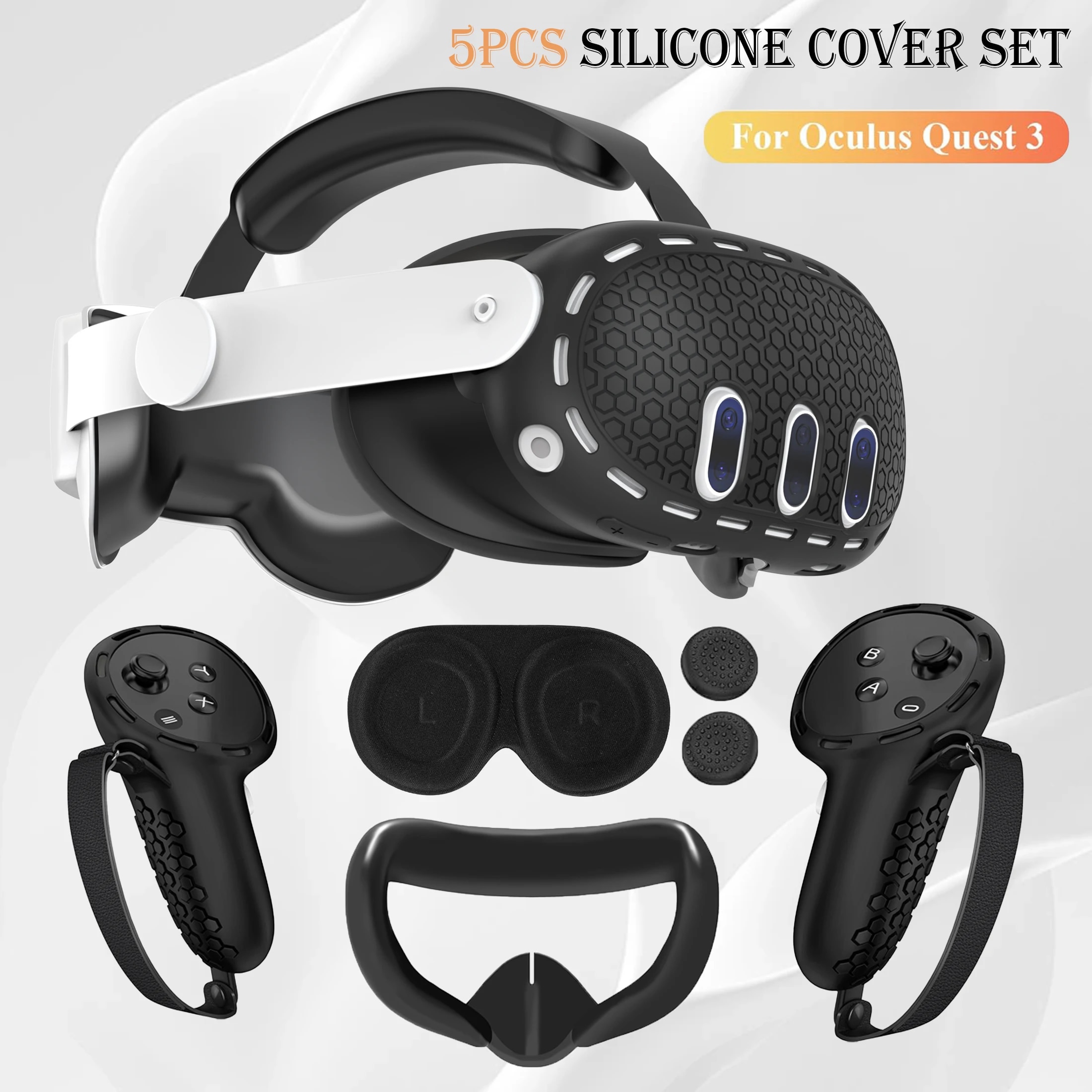 Vr Lens Protector - Oculus/Meta Quest 3용 실리콘 커버 세트,