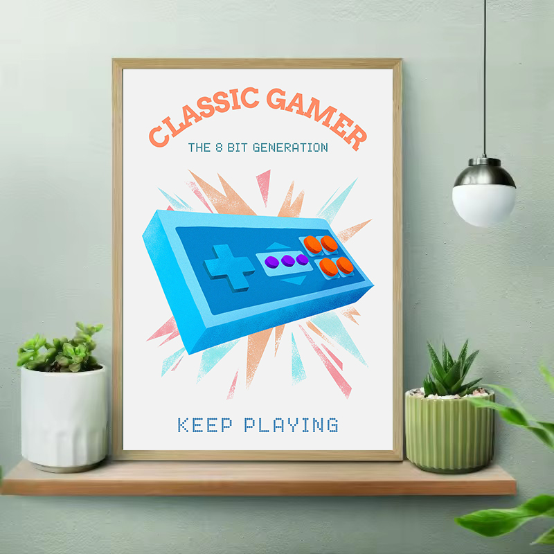 조이스틱 게임 콘솔 게임 패드 게임 포스터가있는 복고풍 - Gaming Console Picture 리뷰 및 가격