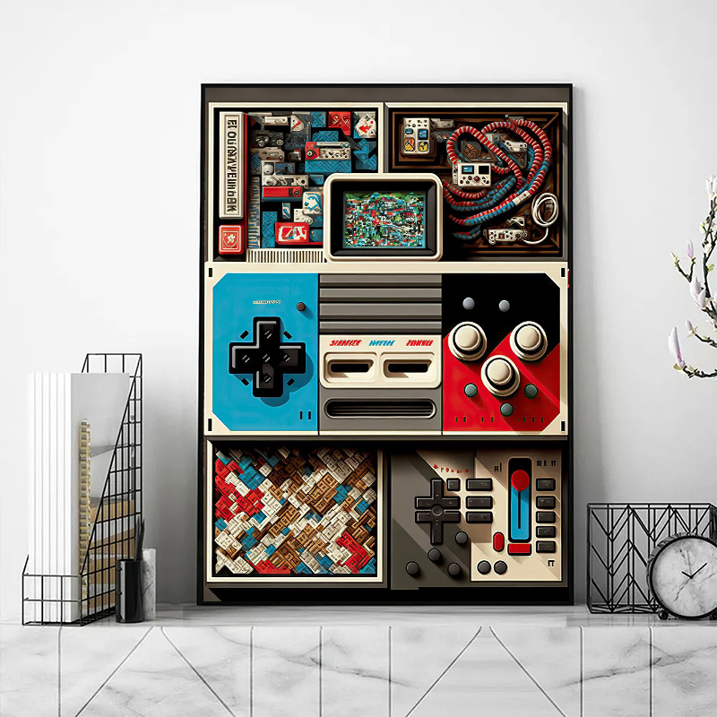 픽셀 아트 스타일 포스터 프린트 캔버스 인쇄, 게임룸  - Gaming Console Picture 리뷰 및 가격